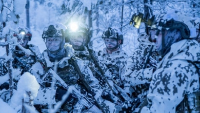 A la caza del árbol de Navidad perfecto, así es la felicitación de la OTAN en el polo norte