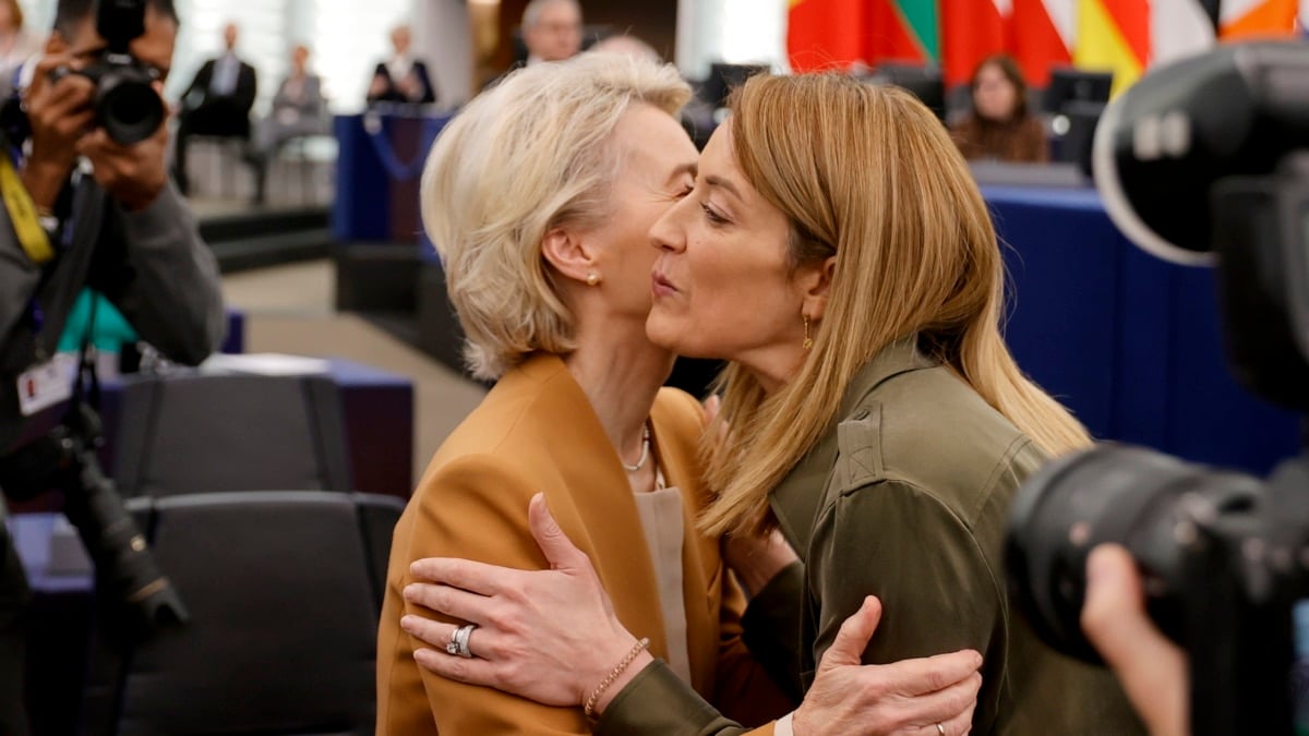 La presidenta de la Comisión Europea, Ursula von der Leyen, y la presidenta del Parlamento Europeo, Roberta Metsola