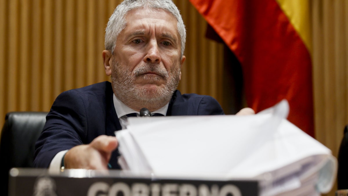 El ministro del Interior, Fernando Grande-Marlaska, este martes durante su comparecencia en el Congreso de los Diputados (Efe).