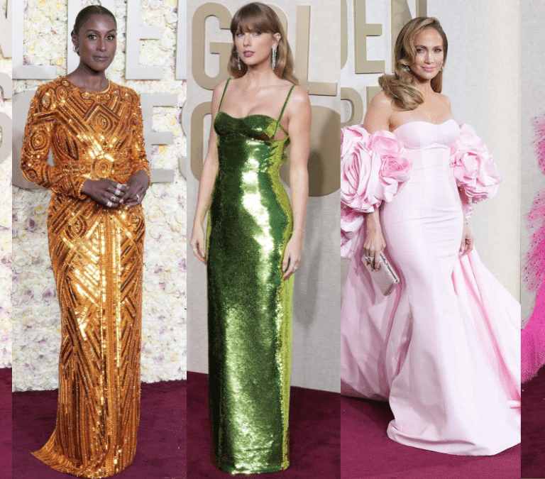 Taylor Swift, JLo y otros looks coloridos en la alfombra roja de los Globos de Oro