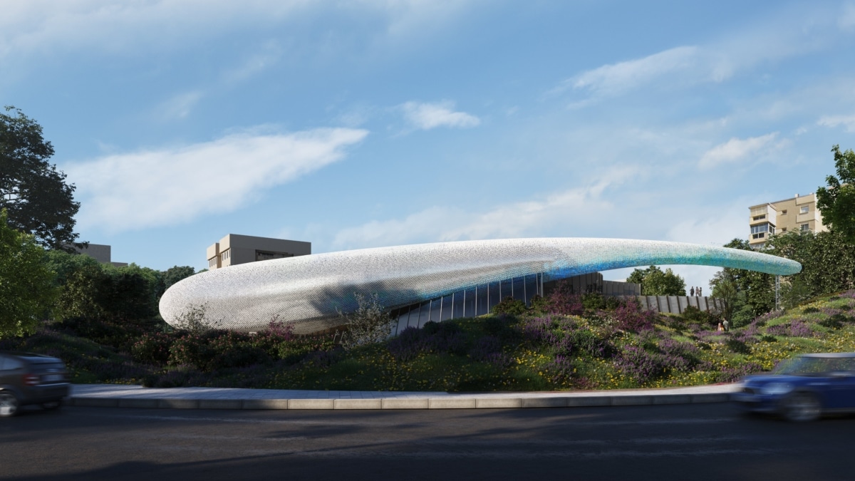 Render nuevo CaixaForum Málaga. Vista diurna.