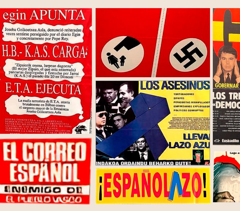 Terrorismo de pasquín, lema y pegatina