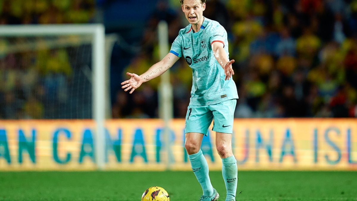 Frankie de Jong, del FC Barcelona, en el partido con Las Palmas