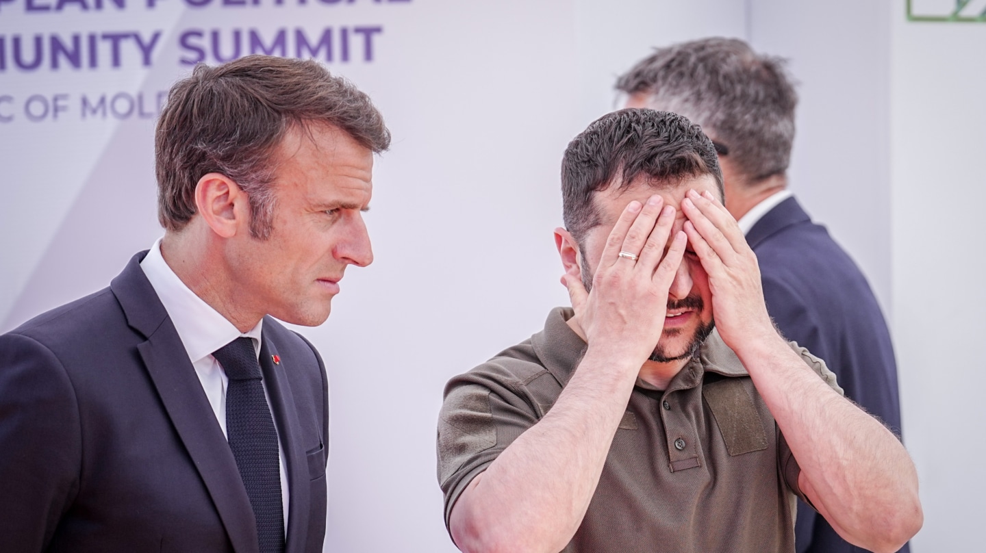 El presidente francés, Emmanuel Macron, y el ucraniano, Volodimir Zelenski.