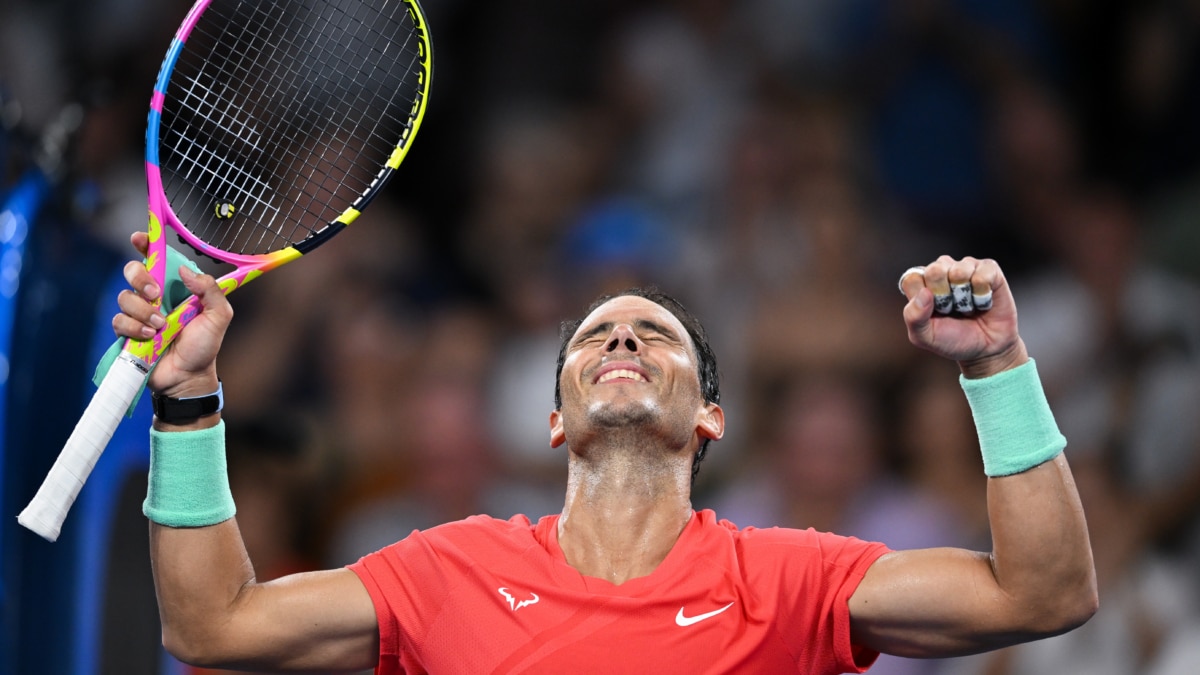 Rafael Nadal celebra su victoria ante Jason Kubler en Brisbane