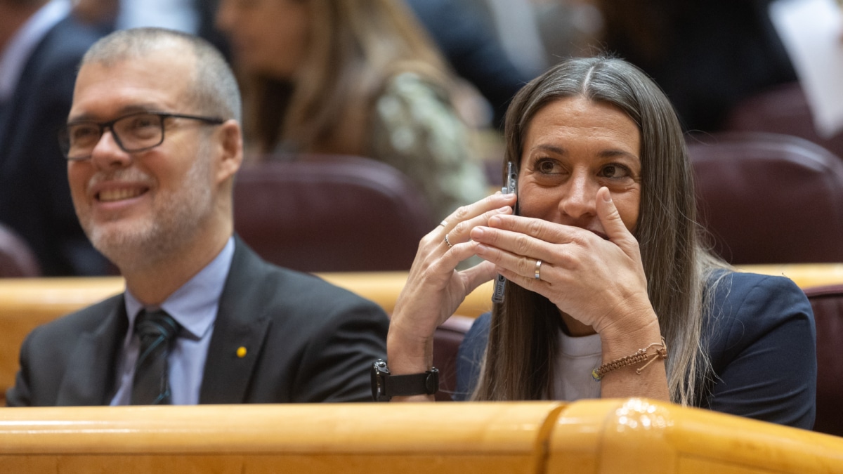 Miriam Nogueras, en el Senado durante el 'superpleno' de los decretos.