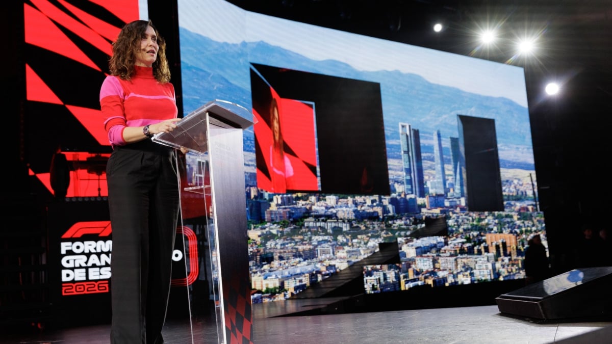 Isabel Diaz Ayuso, presidenta de la Comunidad de Madrid, durante la presentación oficial del Gran Premio de Fórmula 1 en Madrid