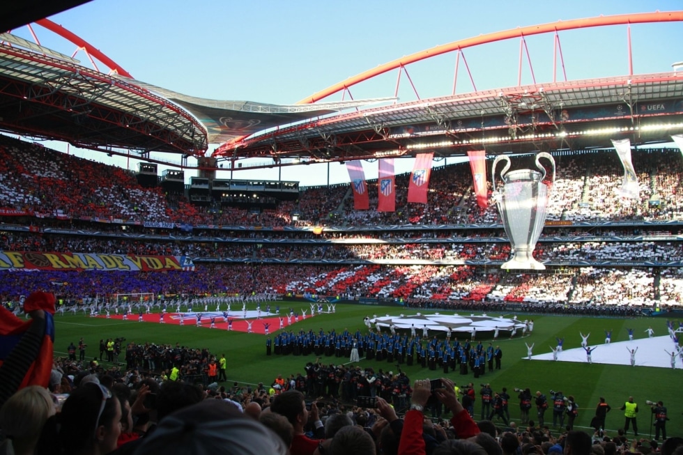 Ceremonia previa a la final de la Champions League de 2014 entre Real Madrid y Atlético de Madrid