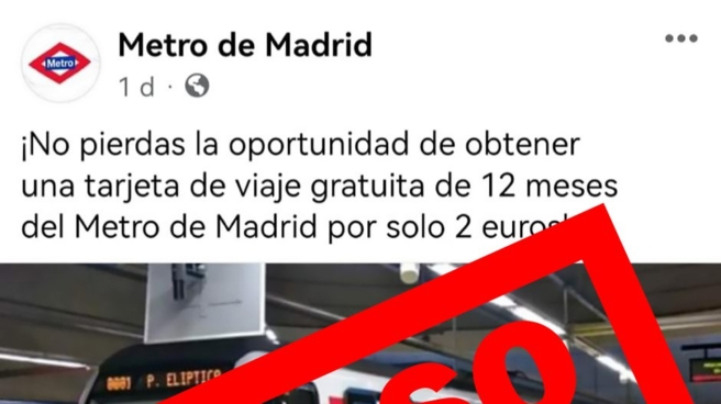 Metro de Madrid advierte que la oferta de un bono de 12 meses de viajes gratis por 2 euros es una estafa