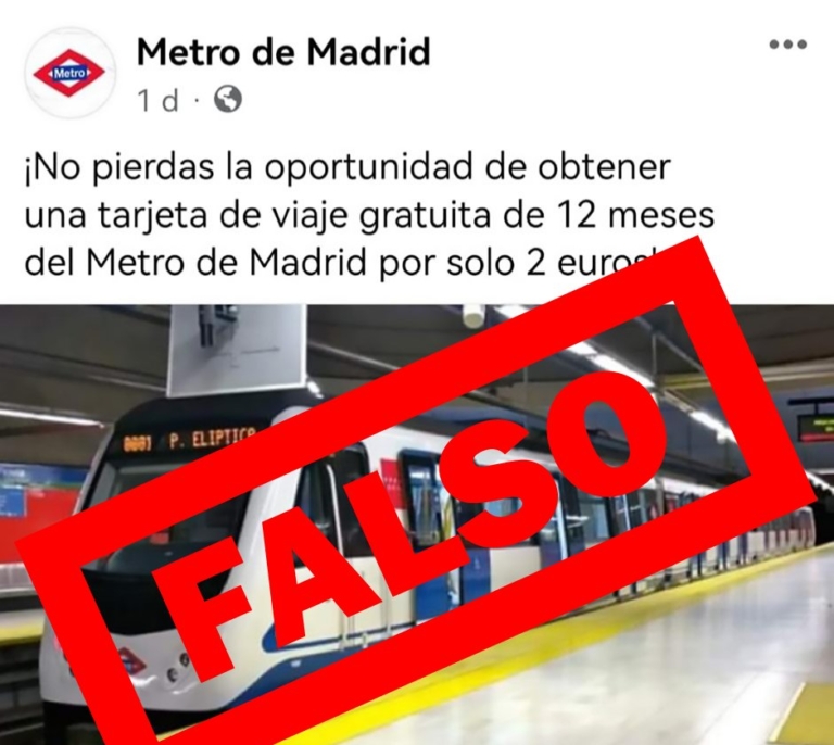 Metro de Madrid advierte que la oferta de un bono de 12 meses de viajes gratis por 2 euros es una estafa