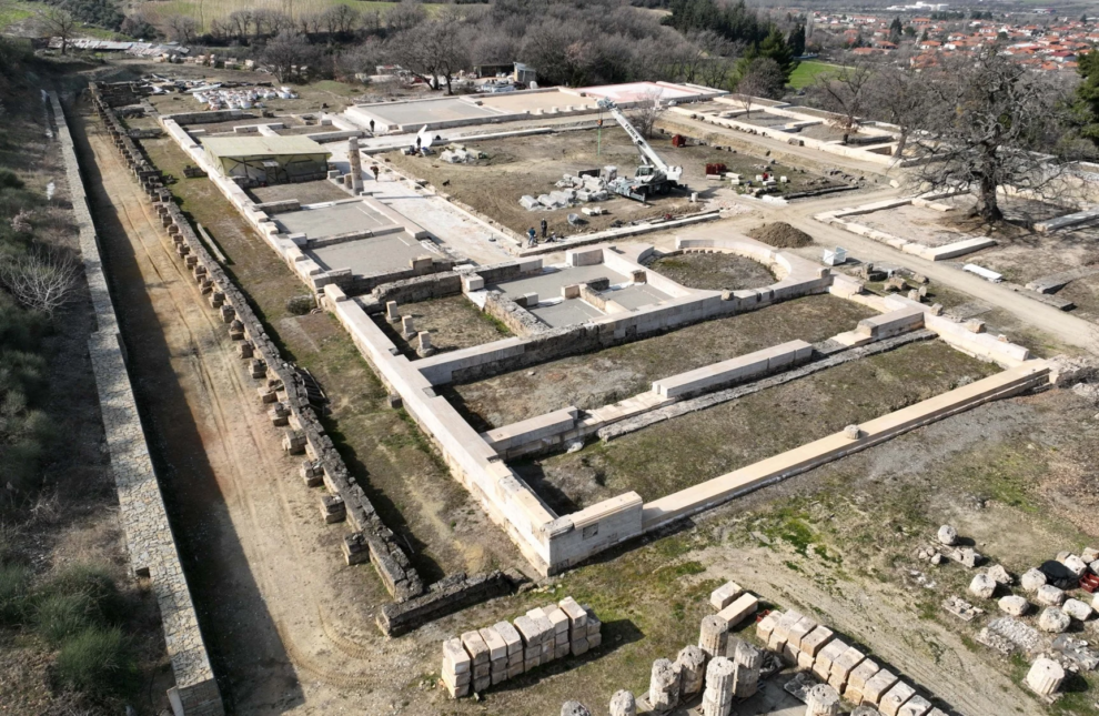 El conjunto del Palacio de Egas durante los trabajos de reconstrucción.