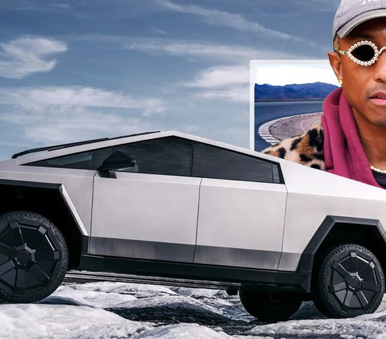 Cybertruck, la 'bestia' de Tesla que Pharrell no es capaz de aparcar, es el próximo capricho de las celebrities