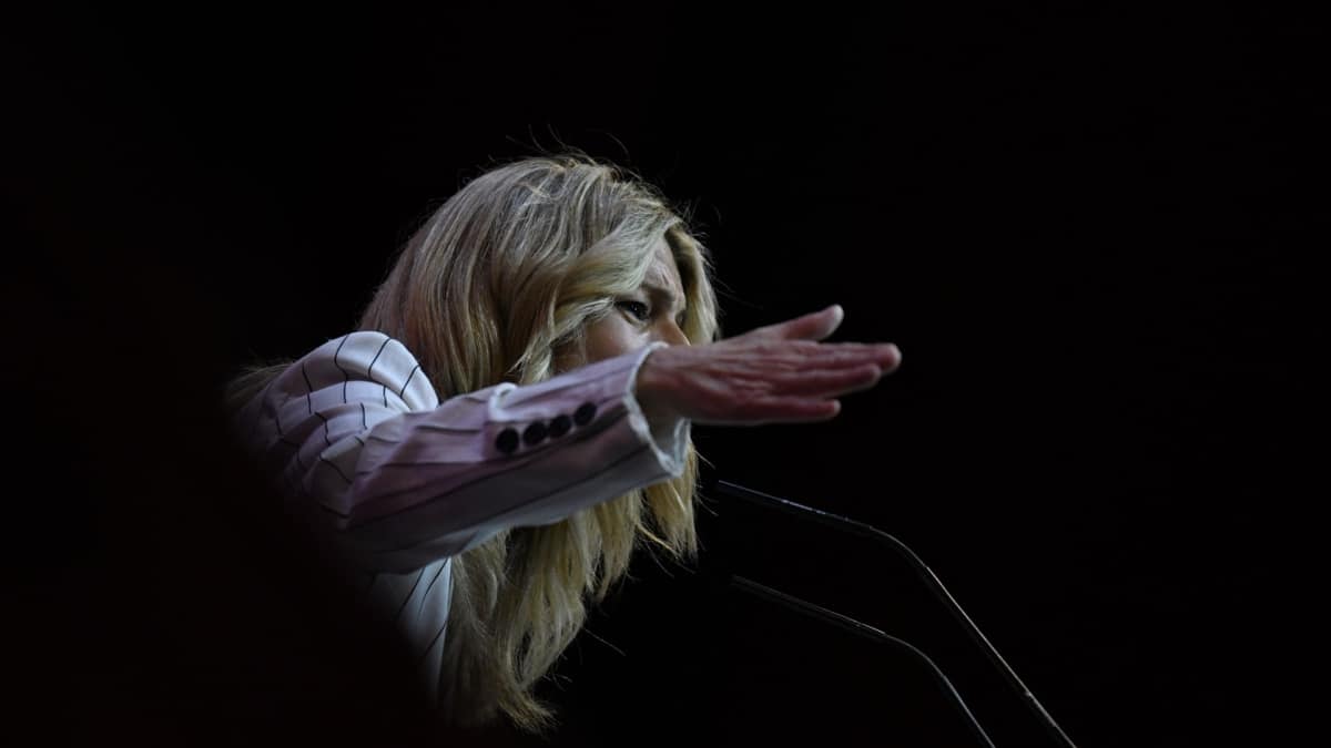 La líder de Sumar y vicepresidenta Segunda y Ministra de Trabajo y Economía Social, Yolanda Díaz, durante un acto de Sumar.