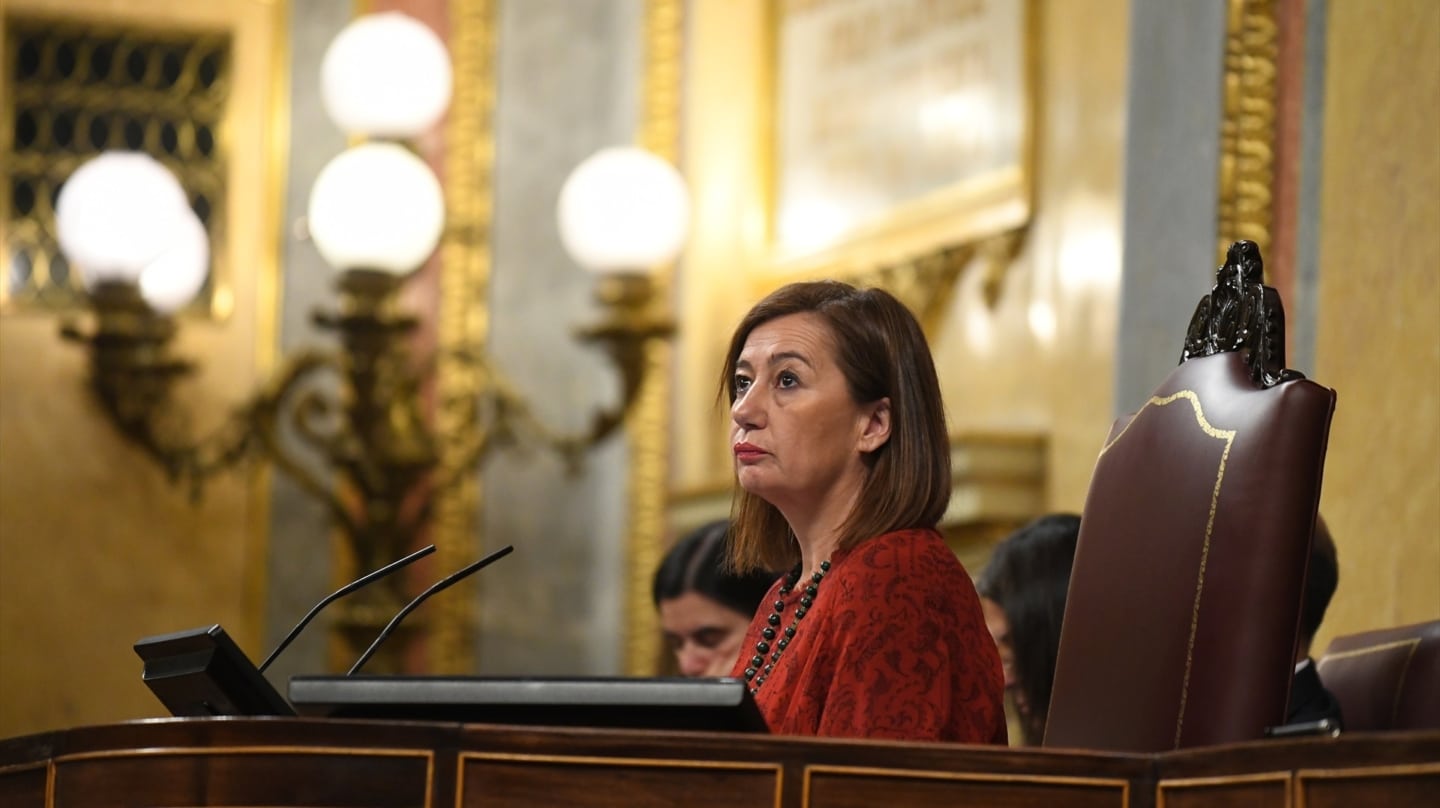 La presidenta del Congreso de los Diputados, Francina Armengol, durante la sesión plenaria de este jueves