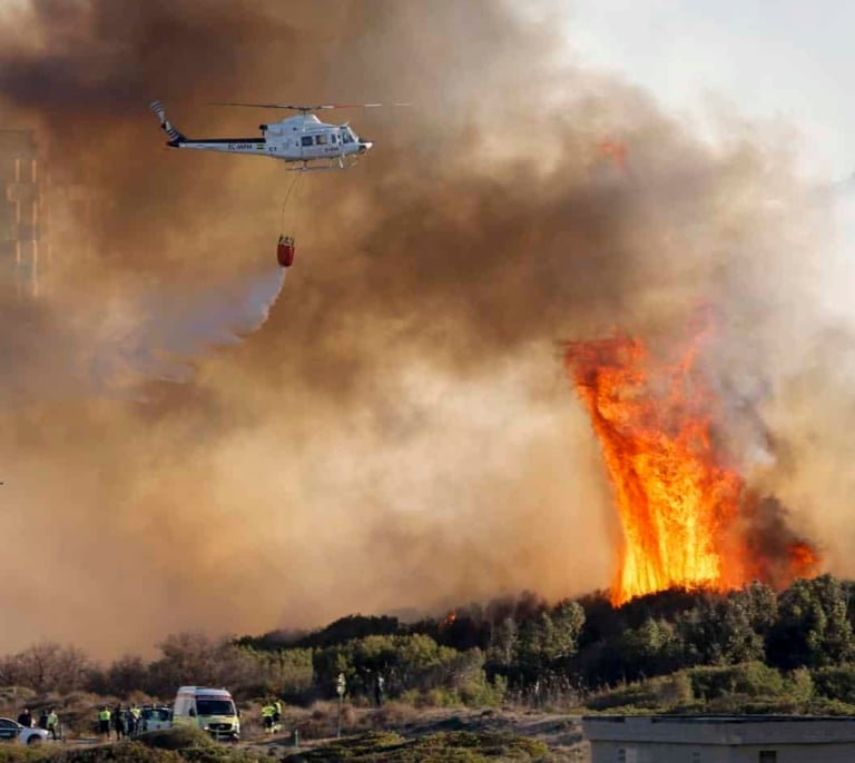 El incendio de El Saler obliga a cortar la carretera de acceso a las playas