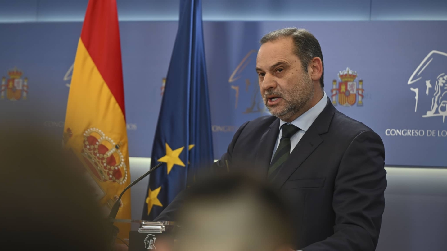 MADRID, 27/02/2024.- El exministro José Luis Ábalos, durante la rueda de prensa que ha ofrecido este martes en el Congreso. EFE/Fernando Villar
