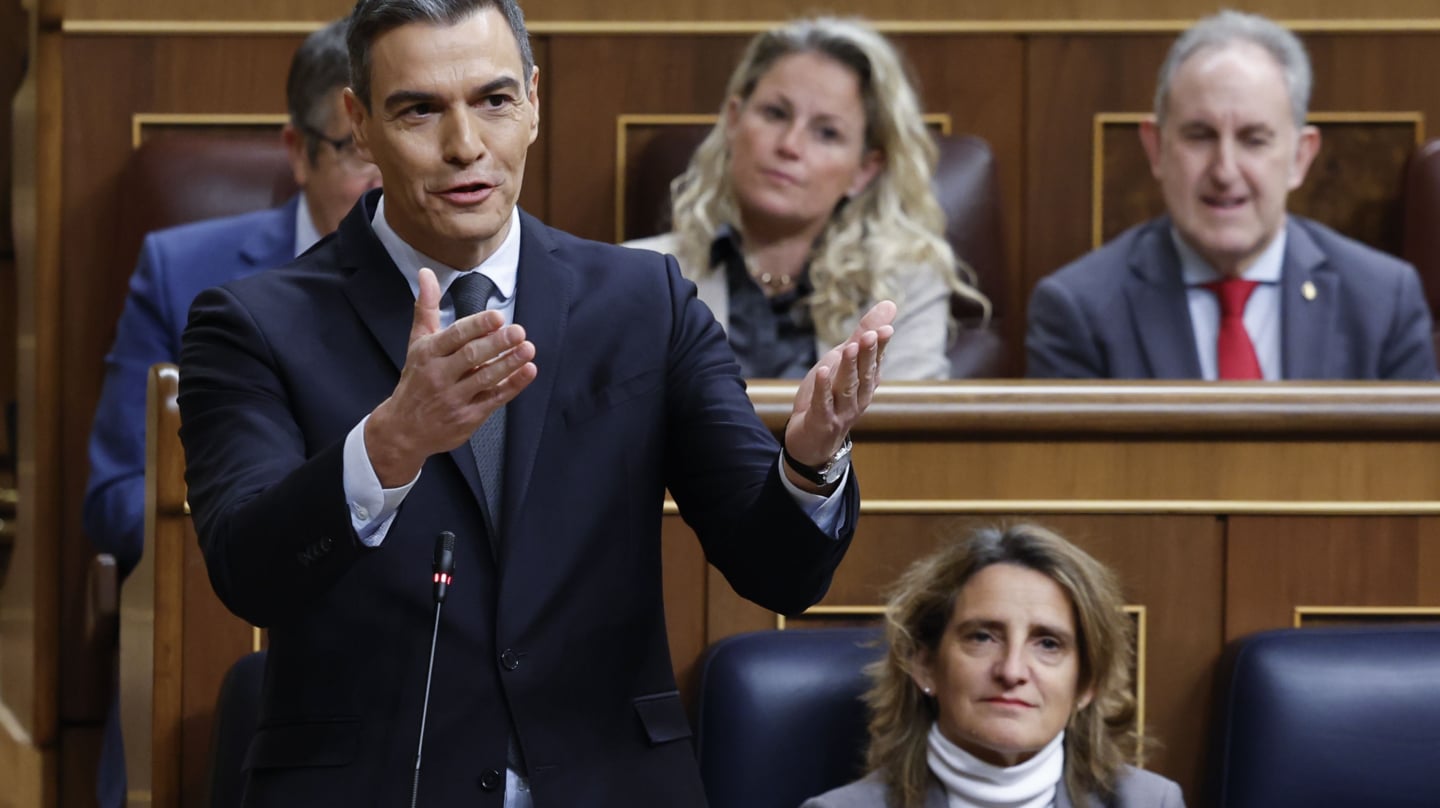 MADRID, 28/02/2024.- El presidente del Ejecutivo, Pedro Sánchez, interviene en la sesión de control al Gobierno, este miércoles en el Congreso. EFE/ Mariscal