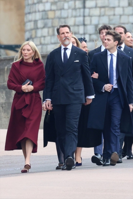 Pablo de Grecia y Marie Chantal Miller llegando al funeral por Constantino de Grecia.