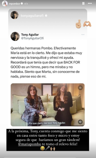 Marta Pombo responde a Tony Aguilar.