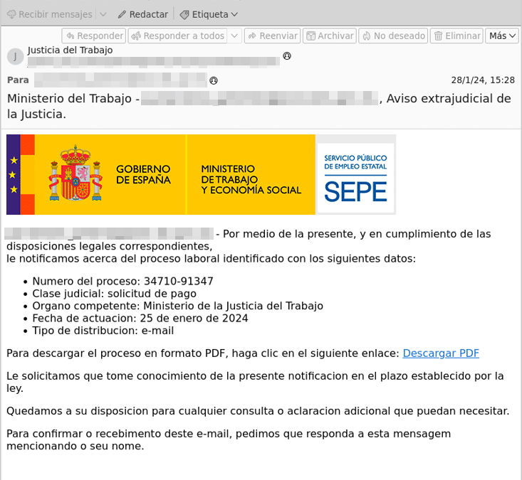 El Sepe alerta de la estafa que está llegando por correo