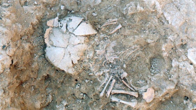 Uno de los niños enterrados en Las Eretas, Navarra.