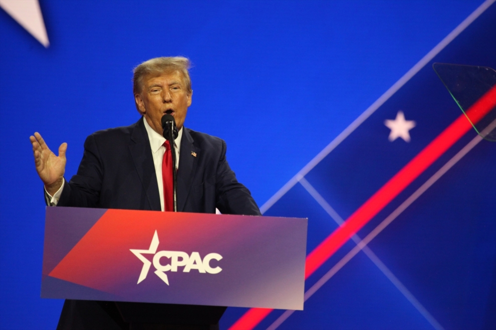 El expresidente de EE.UU., Donald Trump, interviene en el CAPC de 2023, en Maryland