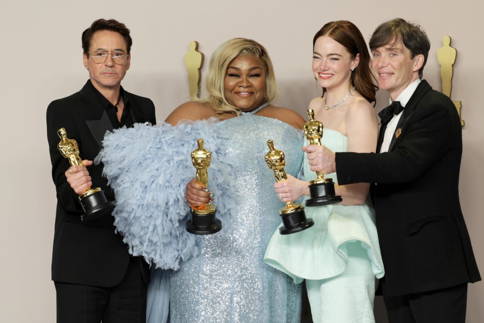 Los actores premiados en la 96ª edición de los Oscar: Robert Downey Jr., Da'Vine Joy Randolph, Emma Stone y Cillian Murphy.