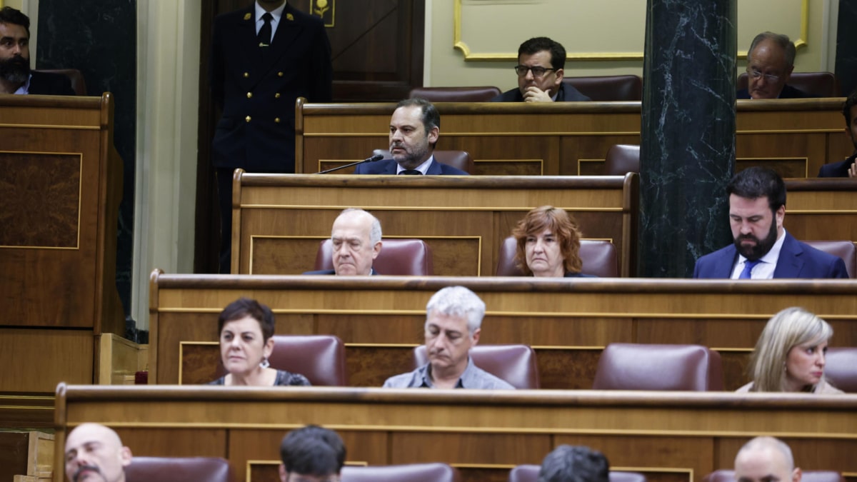 José Luis Ábalos, en su escaño del Grupo Mixto.