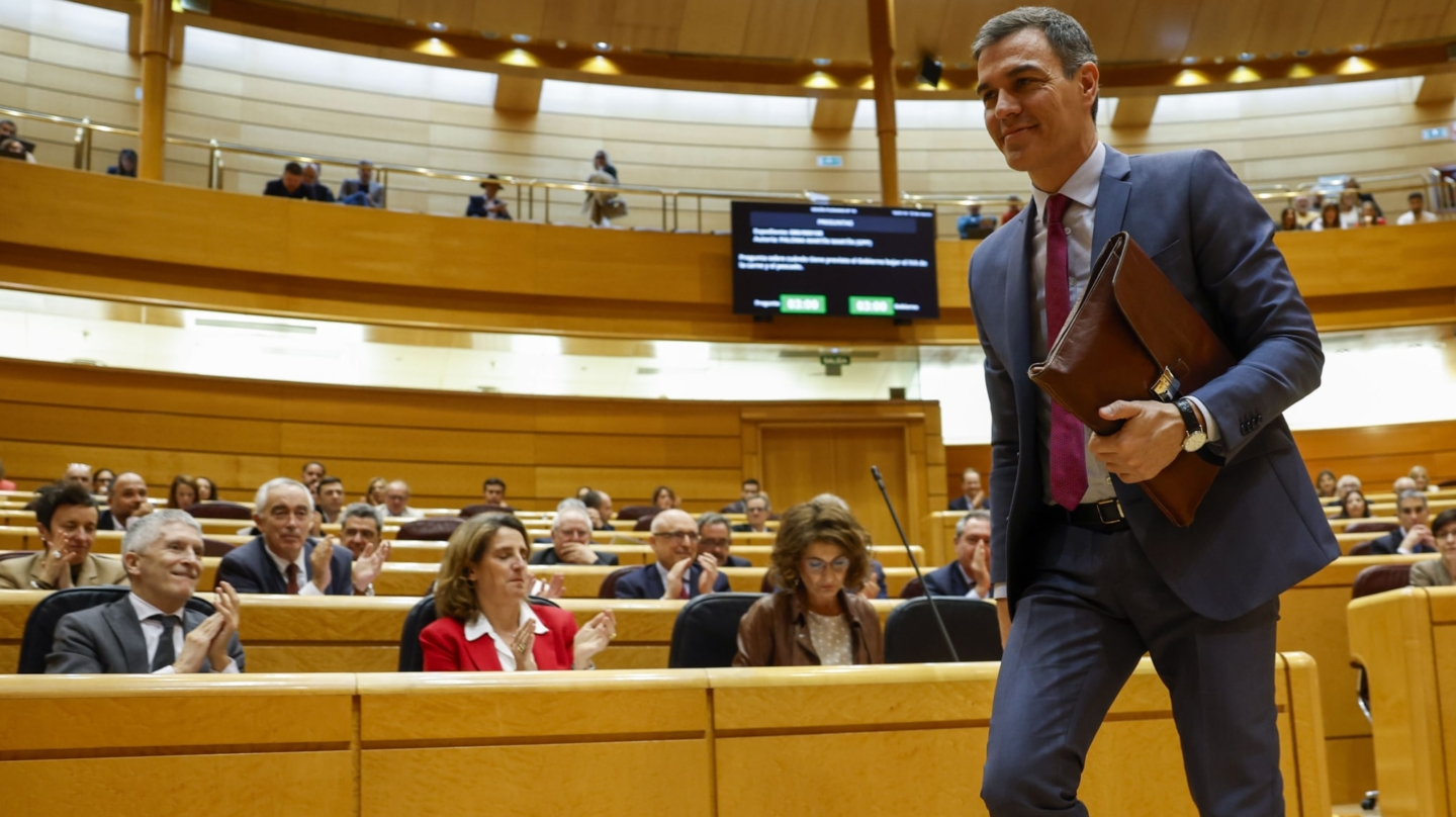 MADRID, 12/03/2024.- El presidente del Gobierno, Pedro Sánchez durante la sesión de control al Gobierno celebrada por el pleno del Senado este martes. EFE/ Mariscal