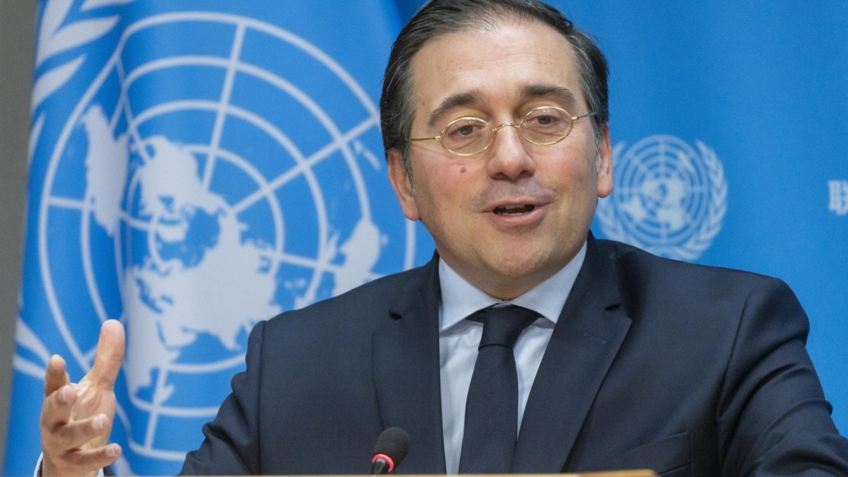 José Manuel Albares, en una rueda de prensa en la sede de la ONU en Nueva York