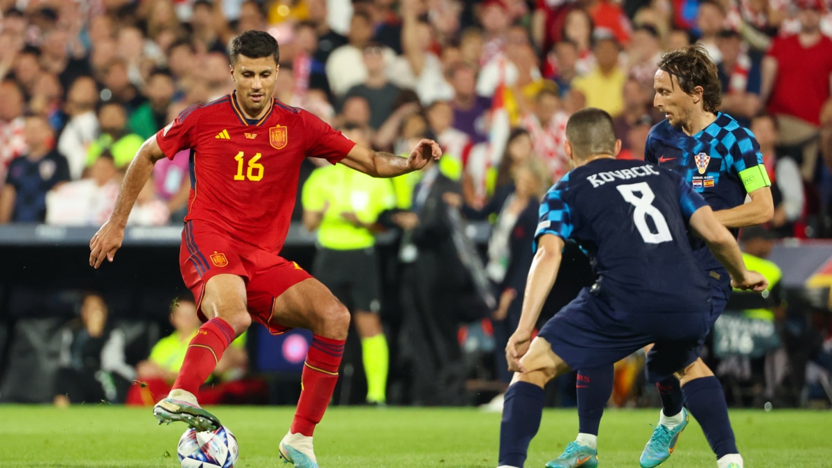 Rodri. de España, durante la final de la Liga de Naciones contra Croacia