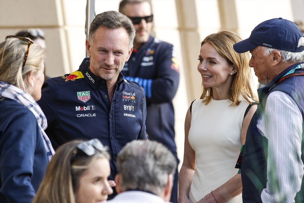 Christian Horner y Geri Halliwell en una fotografía del gran premio de Baréin. 