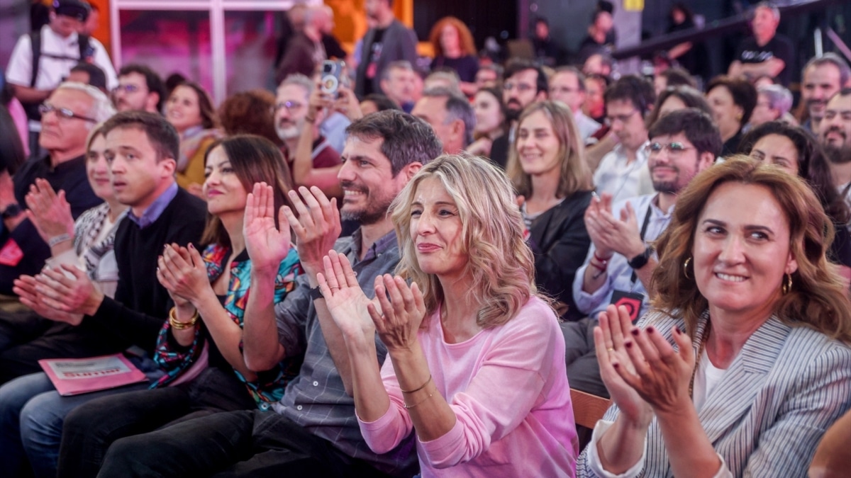 Yolanda Díaz, durante la Asamblea fundacional de Sumar