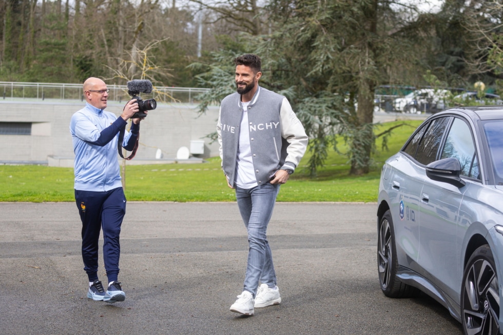 Olivier Giroud a su llegada a Clairefontaine