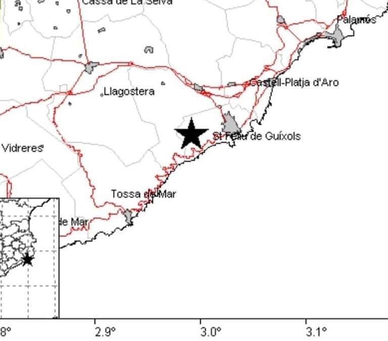 Registrado un seísmo de magnitud 3.1 en Sant Feliu de Guíxols, el segundo en 12 horas