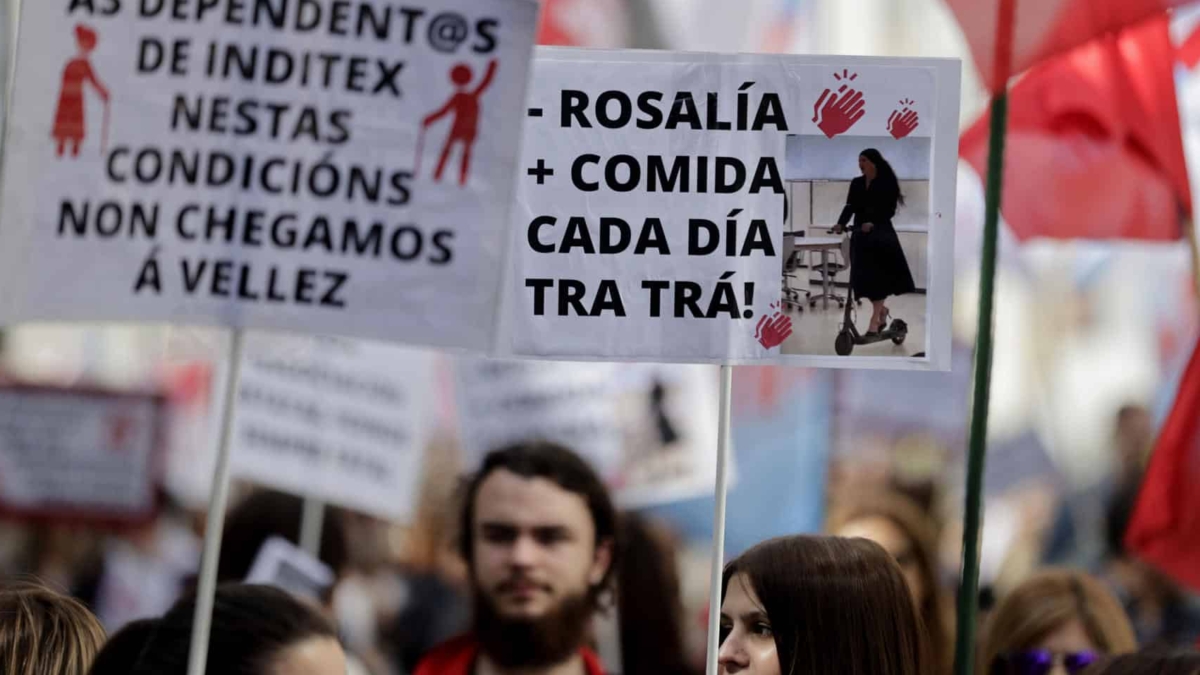 Manifestación de dependientas de Inditex en A Coruña.