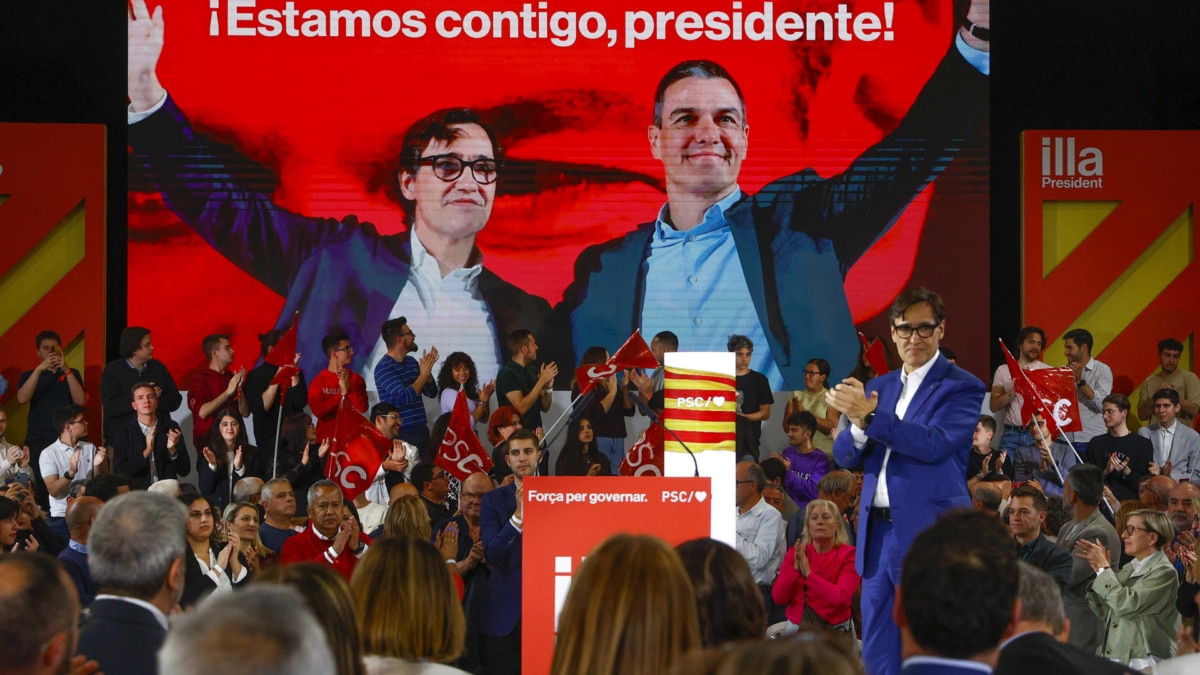 Sánchez roba el plano a los candidatos del 12M en el arranque de la campaña catalana