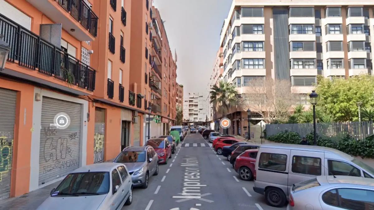 Calle Impresor Monfort de Valencia, en una imagen de Google Maps