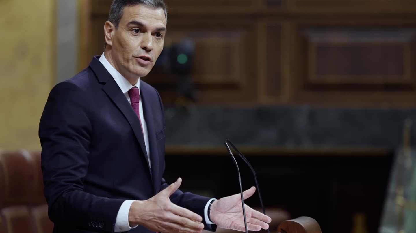 El presidente del Gobierno, Pedro Sánchez, en una intervención ante el pleno del Congreso