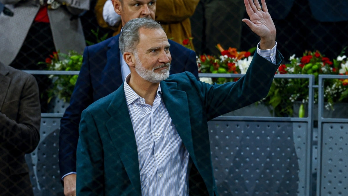 El rey Felipe Vi, durante el partido de Nadal en la Caja Mágica