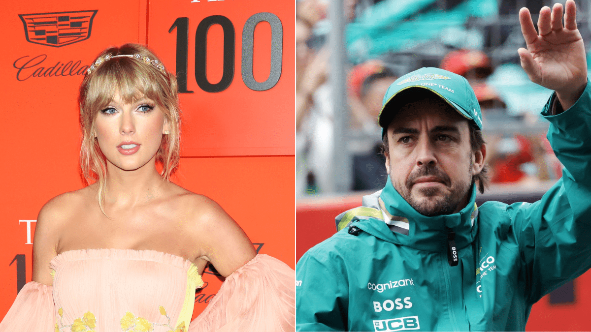 Fernando Alonso y Taylor Swift, en dos fotos de archivo.