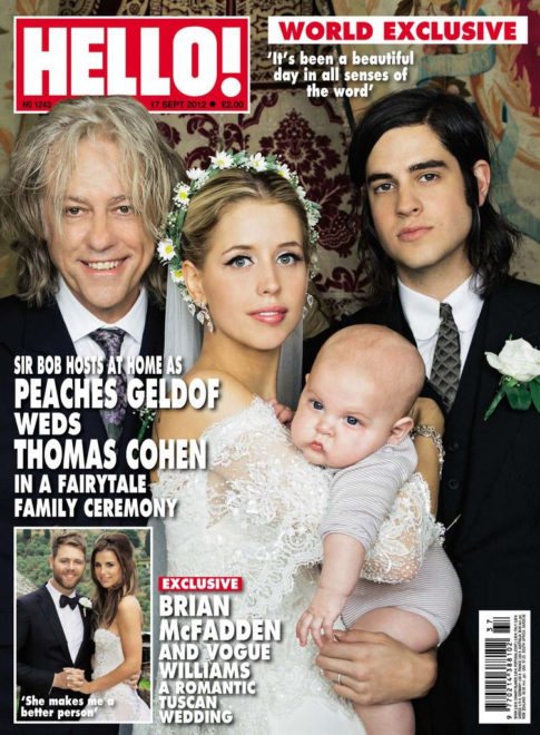 La portada de Hello! por la segunda boda de Peaches Gedolf, con el músico Thomas Cohen, con quien tuvo dos hijos. 
