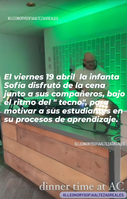 El plan de cena y tecno en el colegio de la infanta Sofía. 