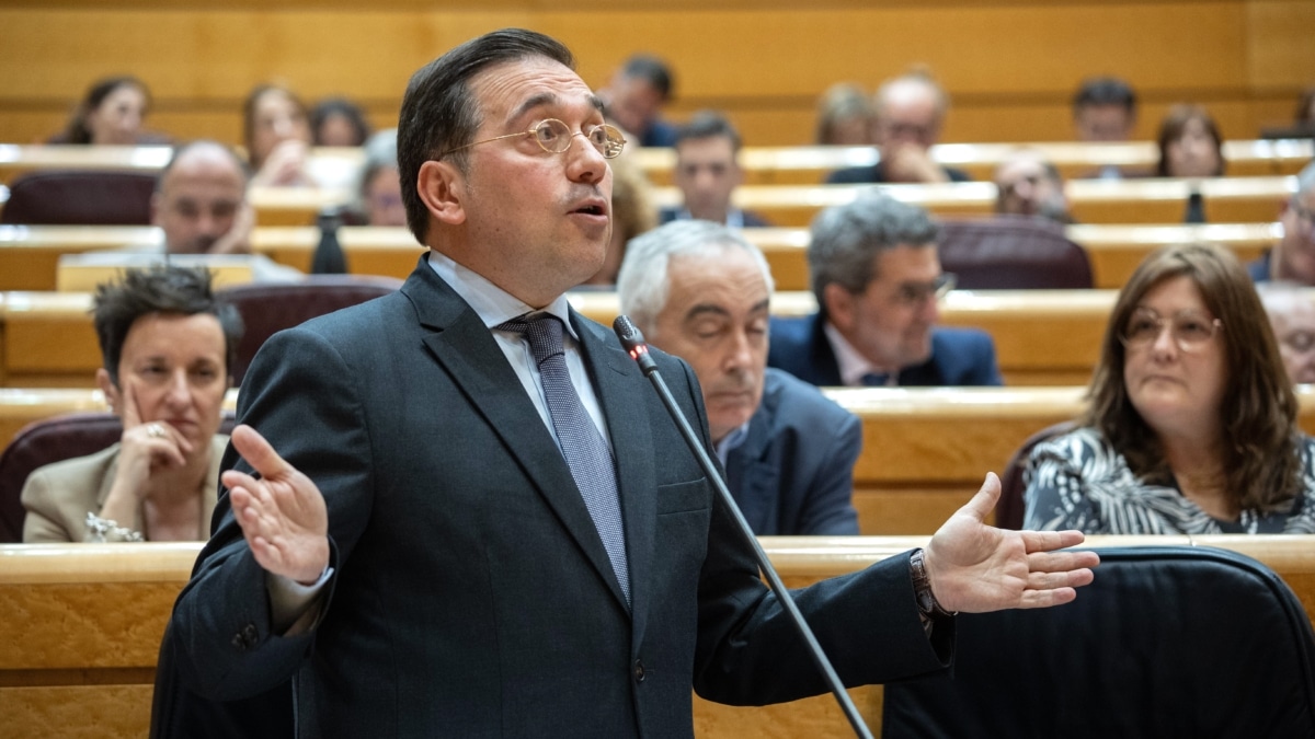 El Ministro de Asuntos Exteriores, José Manuel Albares, durante un pleno en el Senado