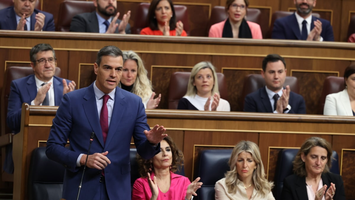 El presidente del Gobierno, Pedro Sánchez, interviene durante una sesión de control al Gobierno, en el Congreso de los Diputados