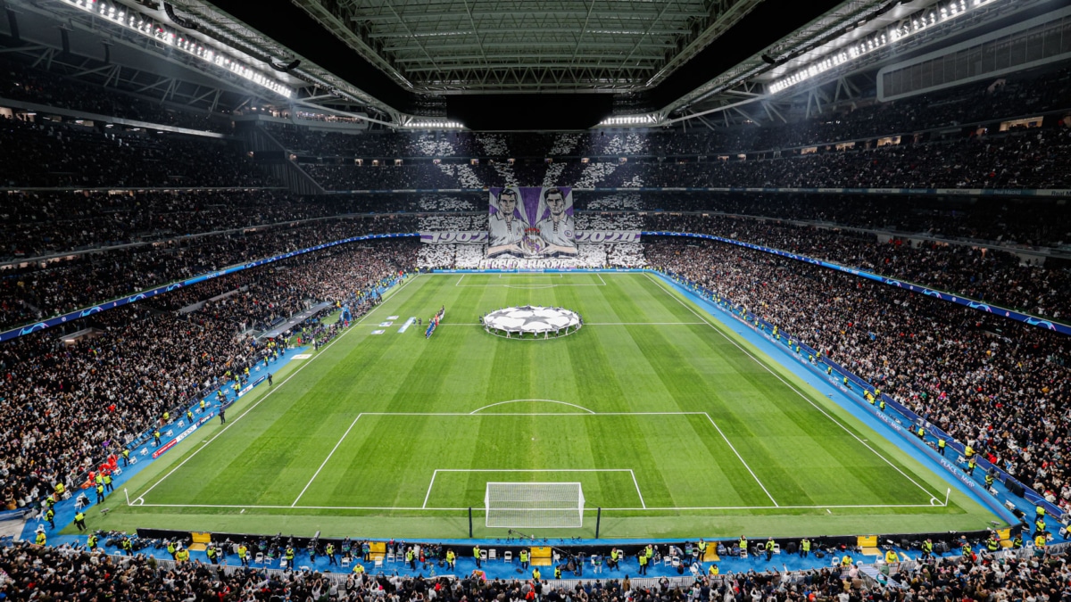 El Santiago Bernabéu instantes antes del Real Madrid-Leizpig de cuartos de final de la Champions