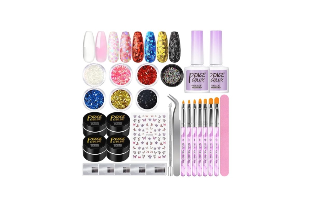 kit uñas gel con adornos brillantes