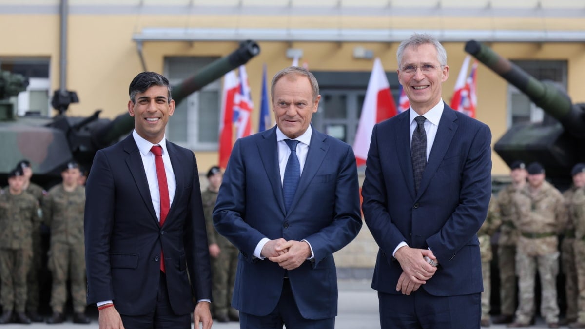 Sunak, Tusk y Stoltenberg, en Varsovia