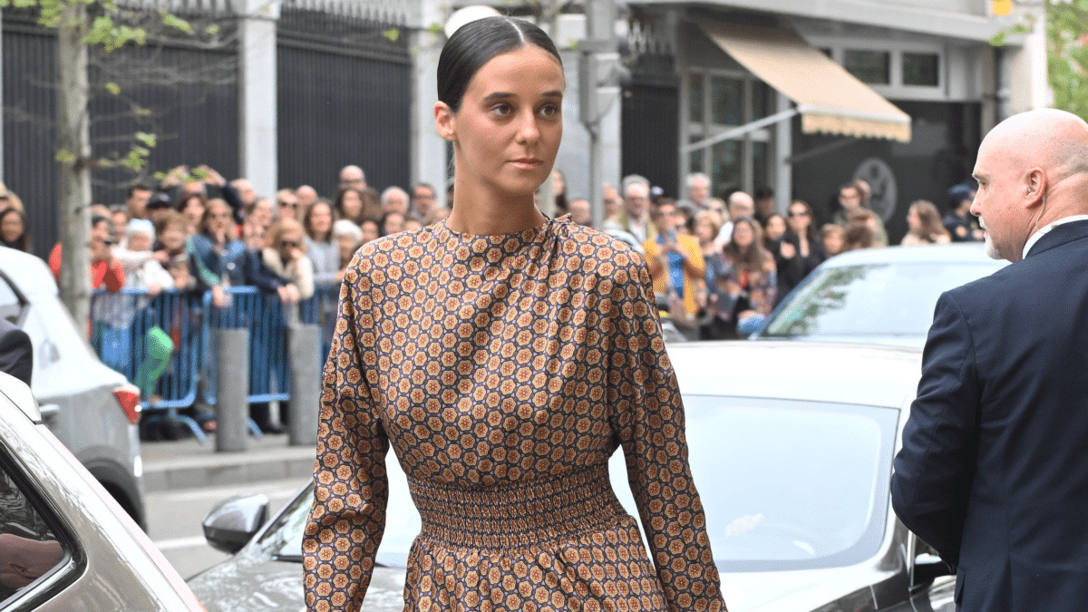 Victoria Federica de Marichalar a su llegada a la iglesia de San Francisco de Borja, donde se ha celebrado la boda de José Luis Martínez-Almeida.