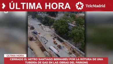Una fuga de gas en las obras del Bernabéu provoca cortes en la Castellana y el cierre del Metro